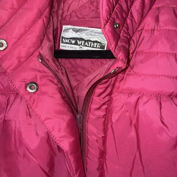 Vintage 80's Women's Ski Jacket Puffer Pink Size Medium Nylon Snow Winter - Picture 3 of 7